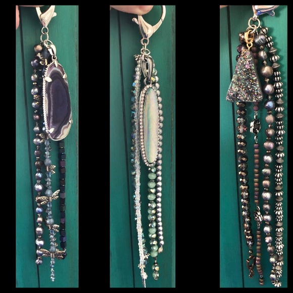 🦄 Beaded Bling Purse Bag Geode Charm Keychain - Picture 11 of 14